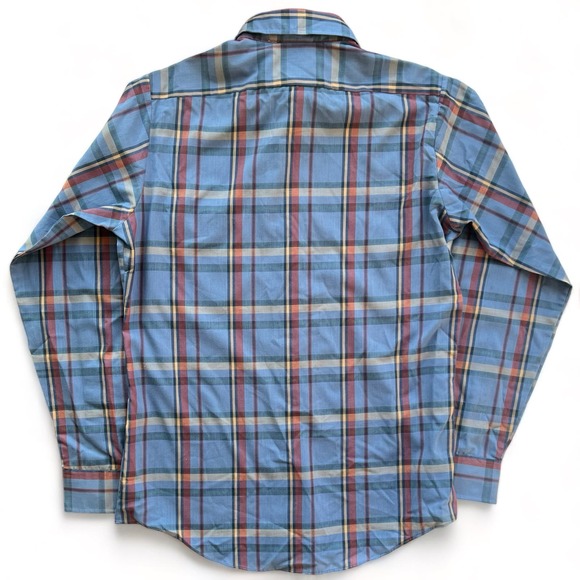 Vintage Lee Plaid Western Dress Shirt Cowboy Button Down Rodeo Ranch Blue Red M - Picture 6 of 9